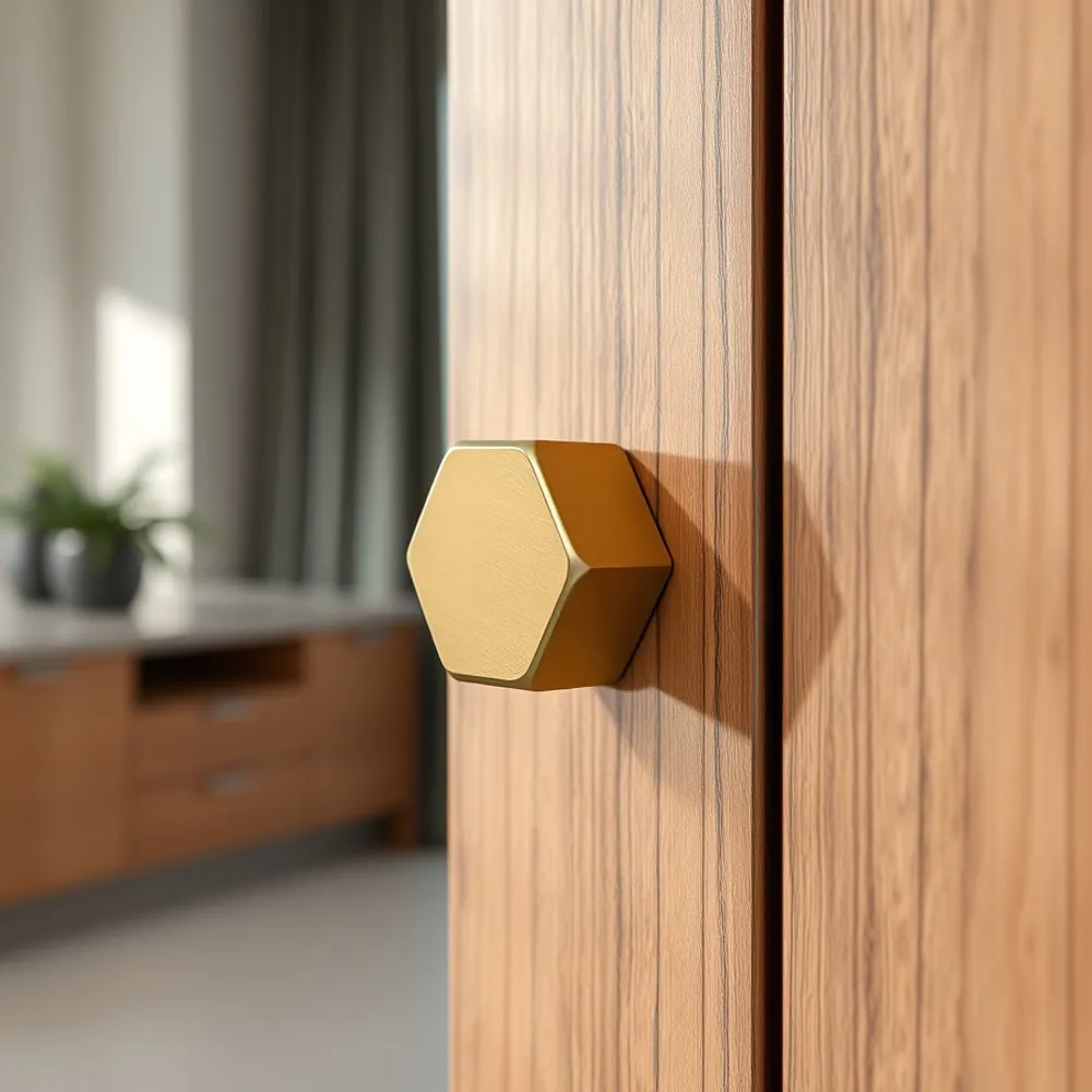Hexagonal Brass Knob detail 1