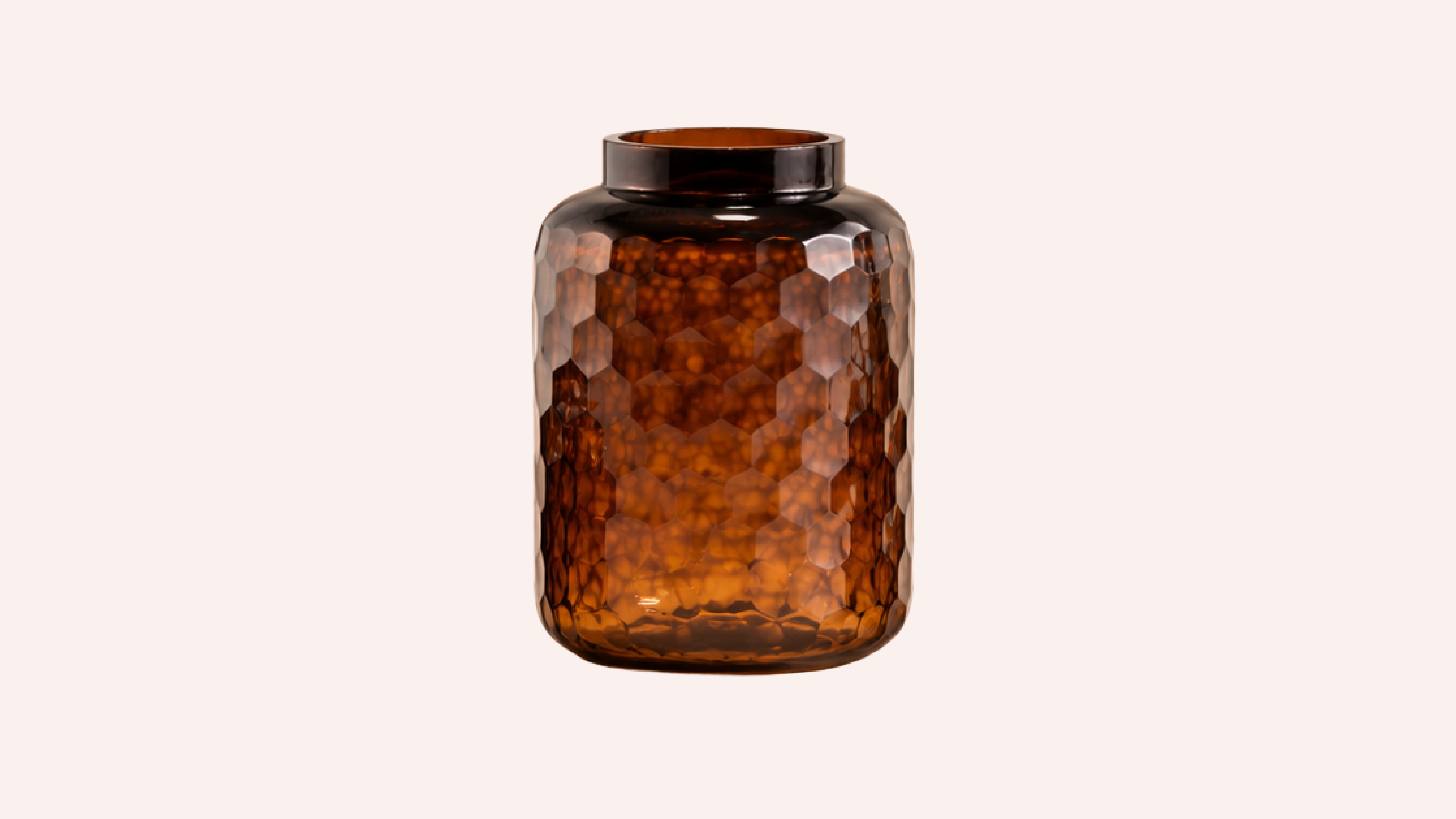 Amber Honeycomb Glass Vase