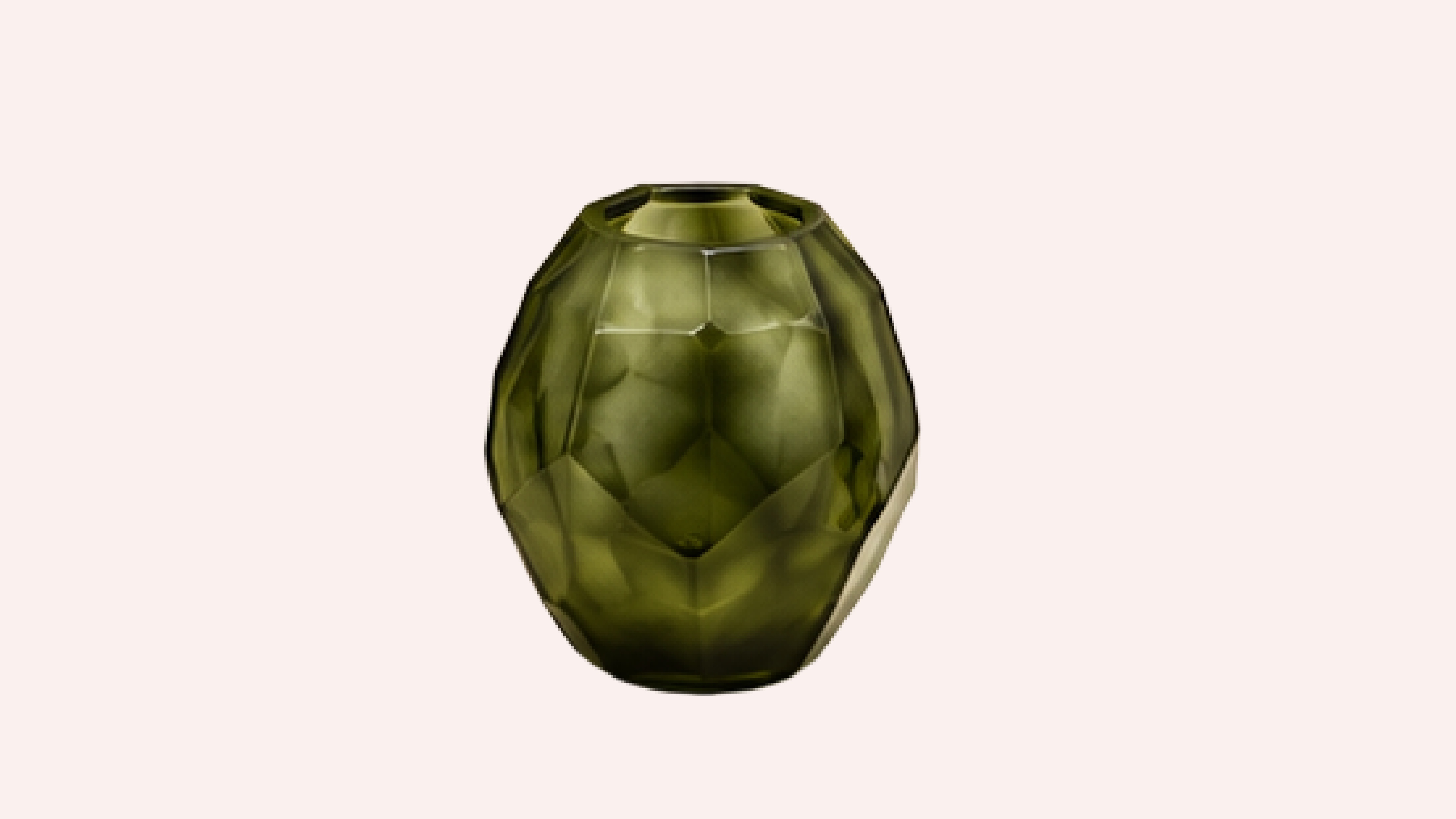 Olive Green Sphere Faceted Vase