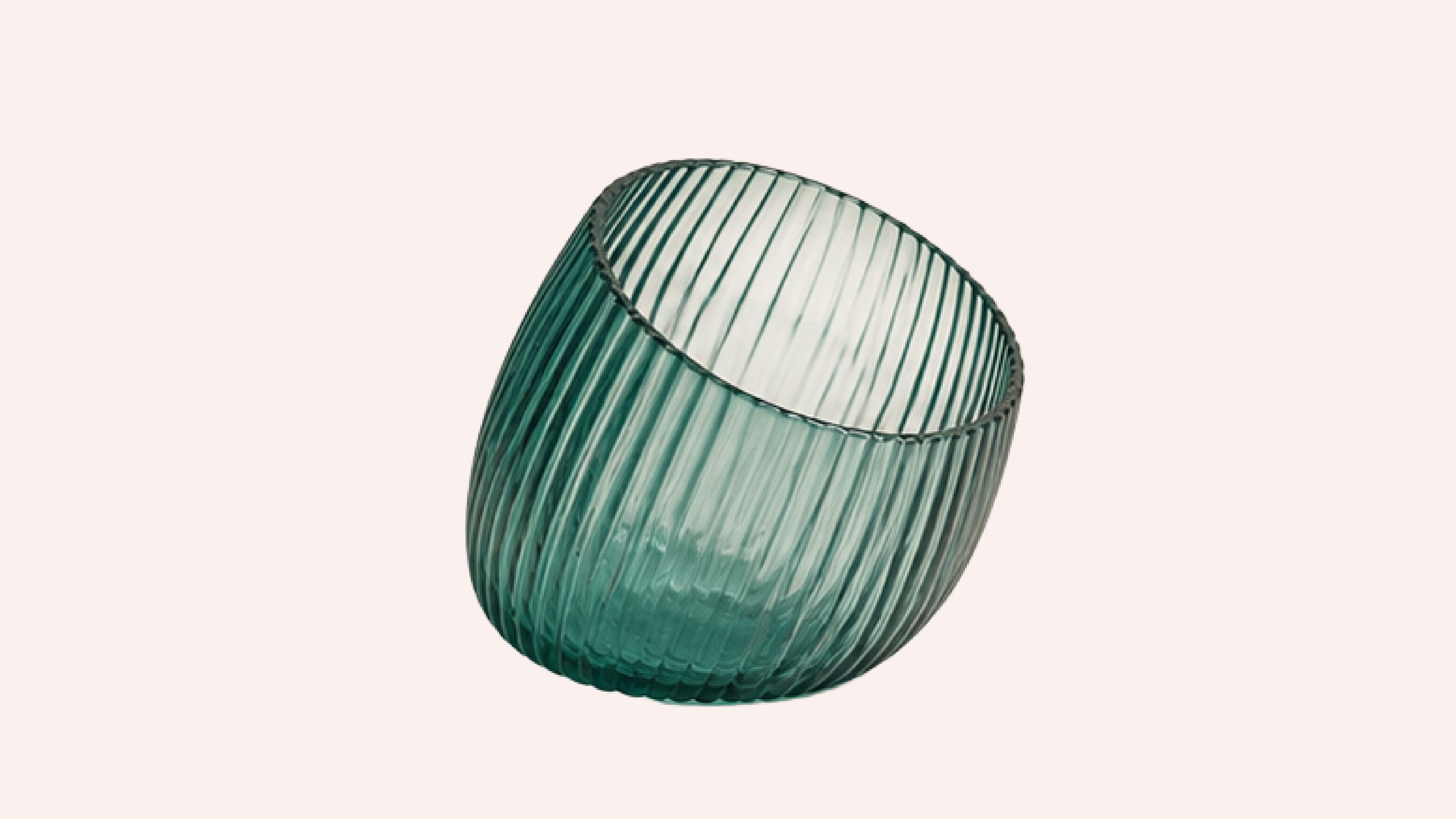 Pink Ribbed Cylinder Glass Vase